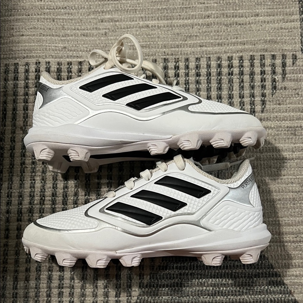 Adidas White and Black Pure Hustle Baseball Cleats